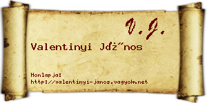 Valentinyi János névjegykártya